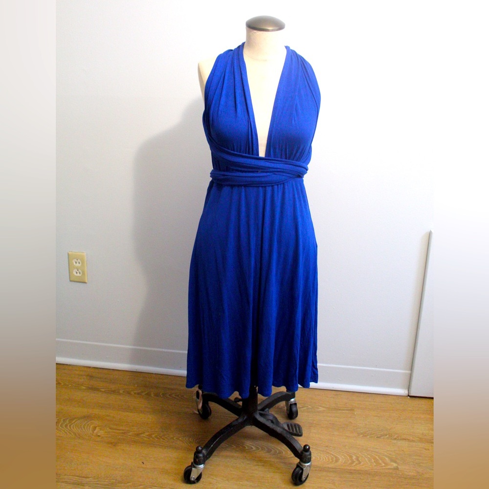 Tie halter dress, style straps multiple ways